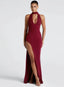 Fabiola Robe Fendue Rouge