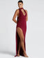 Fabiola Robe Fendue Rouge