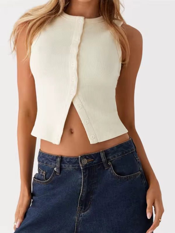 Aurore Top Blanc Boutonné